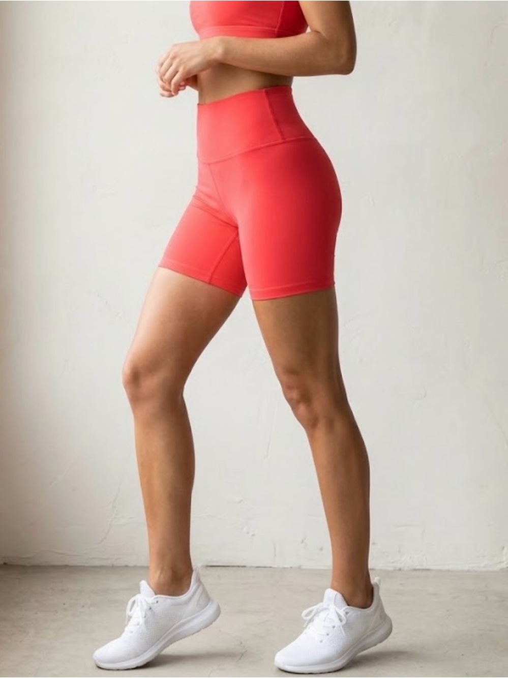 High-Waist Coral Women’s Active Bike Shorts